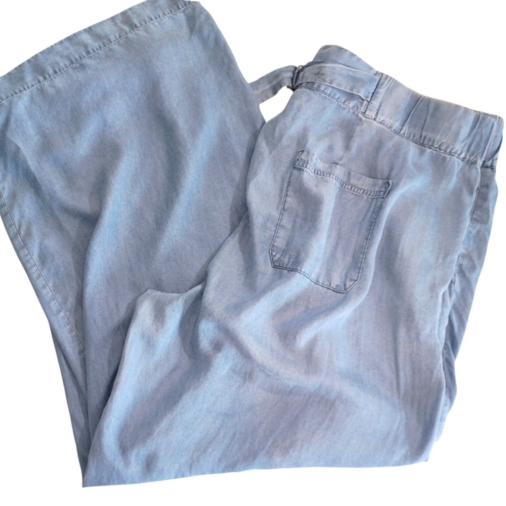 Torrid Womens Plus Size 22 Light Wash Blue Chambray Wide Leg Pleated Pants - Picture 10 of 14